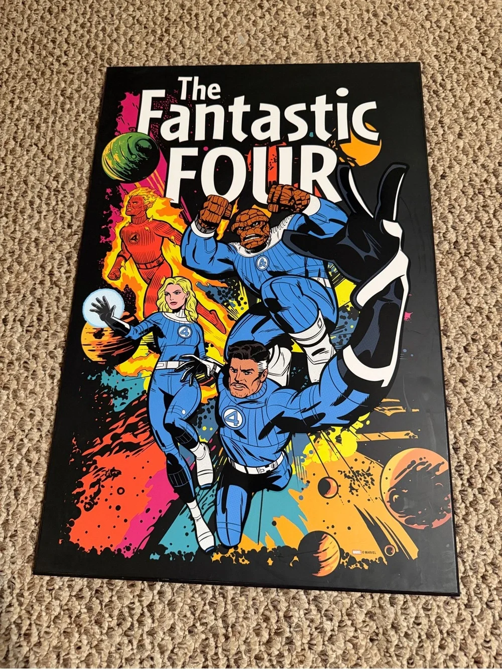 The Fantastic Four Blue Superhero Wall Art Poster